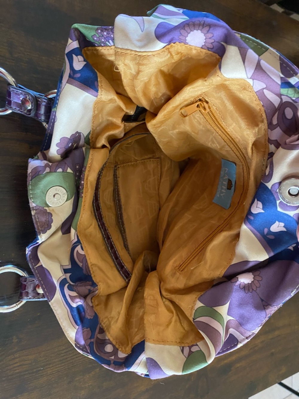 Kathy van Zeeland Purple Floral Pattern Hobo    Purse - Picture 10 of 15